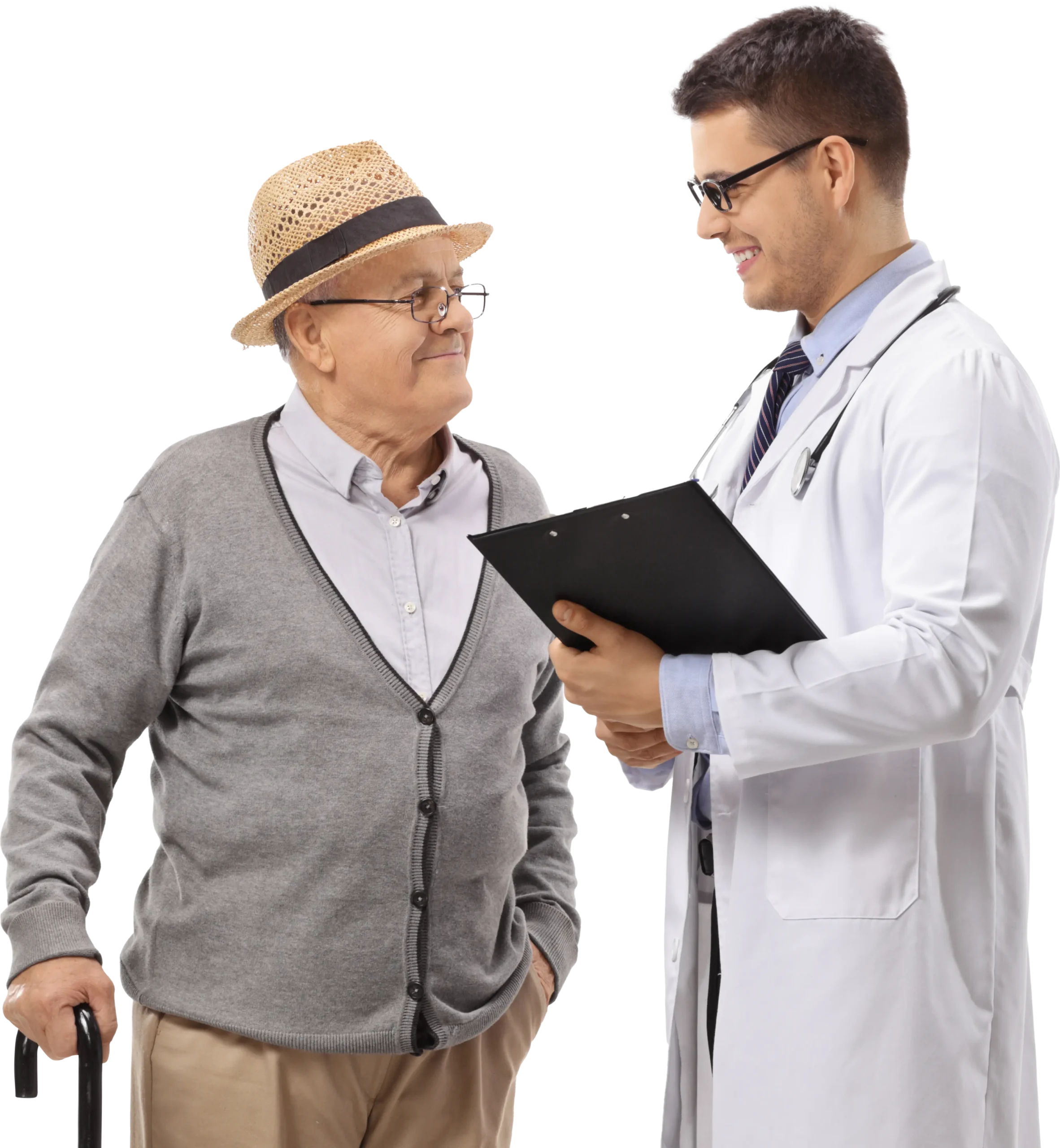 Doctor talking to old man