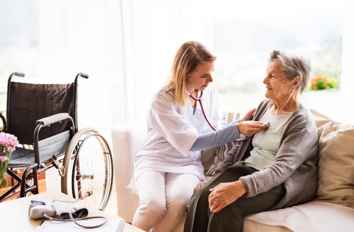 Health Visitor and a Senior Woman during Home Visit