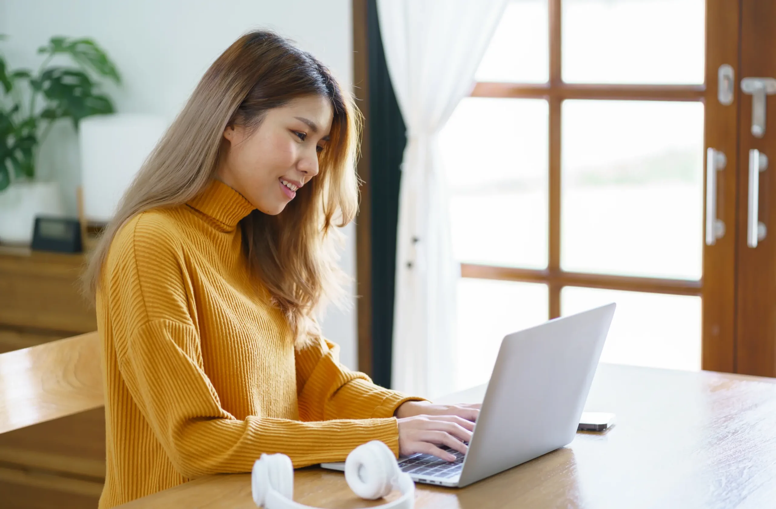 Woman using laptop