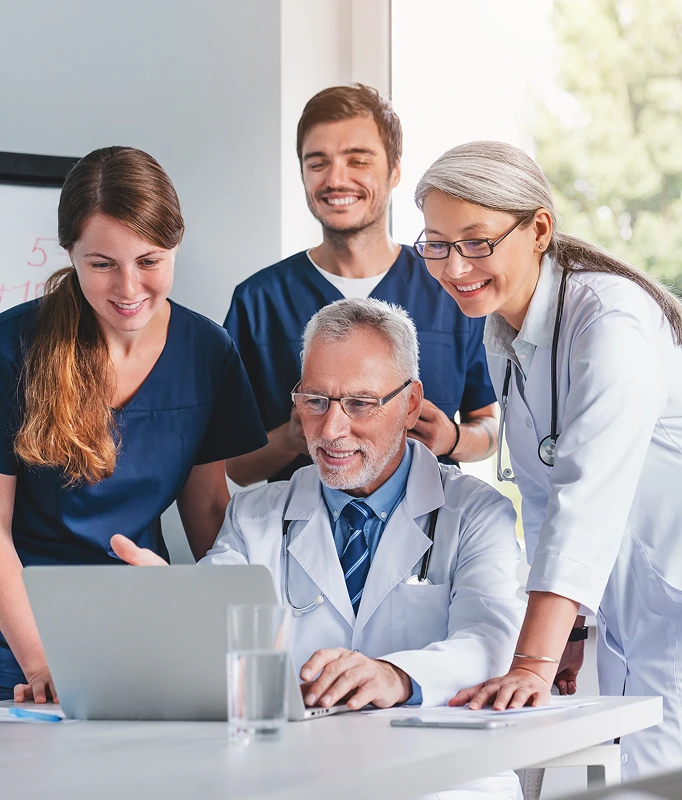 doctor having a meeting through web chat